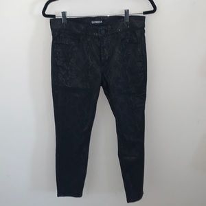 Black snake skin ankle leggings